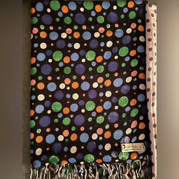 Set of 2 Polka Dot Pashmina Shawls, Scarves - Picture 2 of 3